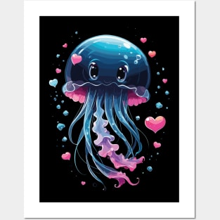 watercolor jellyfish graphic Posters and Art
